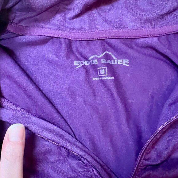 Eddie Bauer Womens Purple Paisley 1/2 Zip Long Sleeve Pullover, Size Medium - Picture 5 of 12